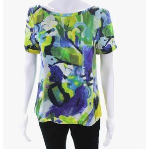 Kate Spade Womens Silk Short Sleeve Blouse Green Size XS